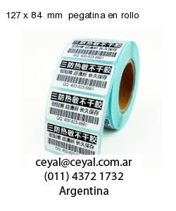 127 x 84  mm  pegatina en rollo