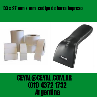 133 x 27 mm x mm  codigo de barra impreso