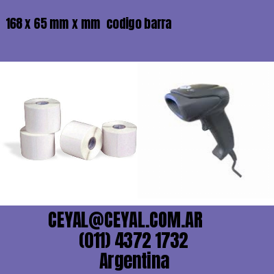 168 x 65 mm x mm  codigo barra