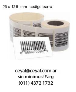 26 x 138  mm  codigo barra