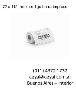 72 x 112  mm  codigo barra impreso