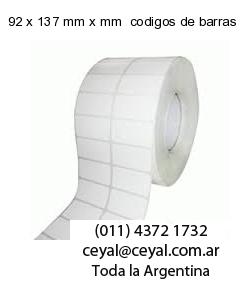92 x 137 mm x mm  codigos de barras