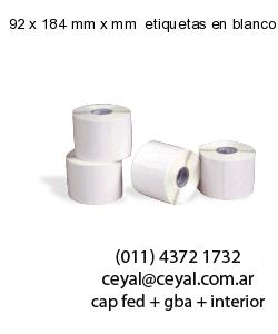 92 x 184 mm x mm  etiquetas en blanco