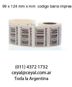 99 x 124 mm x mm  codigo barra impreso