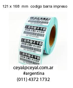 121 x 168  mm  codigo barra impreso