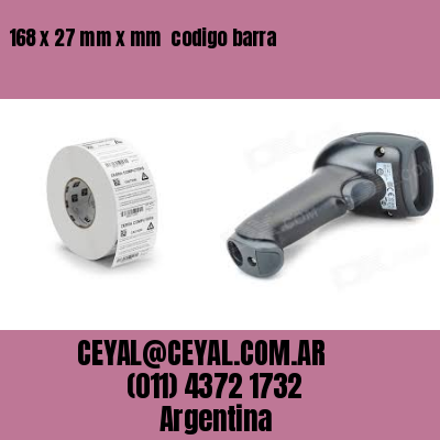 168 x 27 mm x mm  codigo barra
