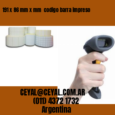 191 x 86 mm x mm  codigo barra impreso