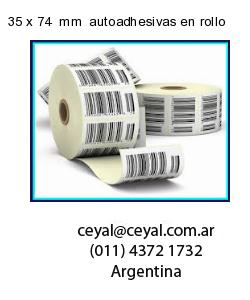 35 x 74  mm  autoadhesivas en rollo