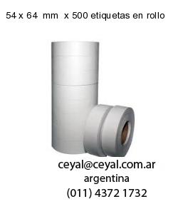 54 x 64  mm  x 500 etiquetas en rollo