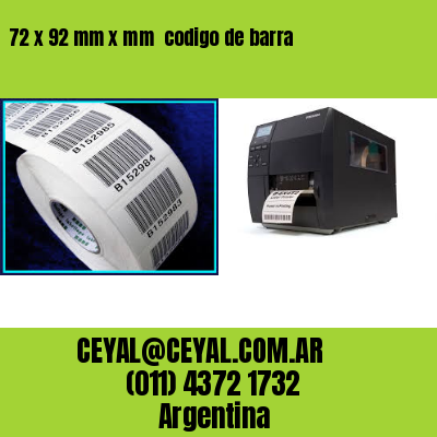 72 x 92 mm x mm  codigo de barra