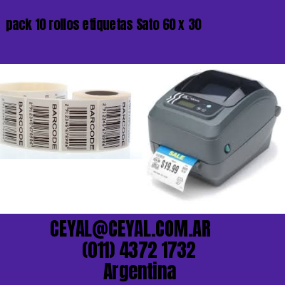 pack 10 rollos etiquetas Sato 60 x 30