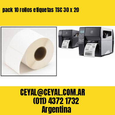 pack 10 rollos etiquetas TSC 30 x 20