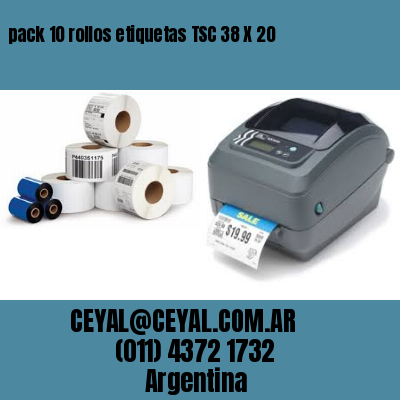 pack 10 rollos etiquetas TSC 38 X 20