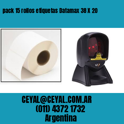 pack 15 rollos etiquetas Datamax 38 X 20