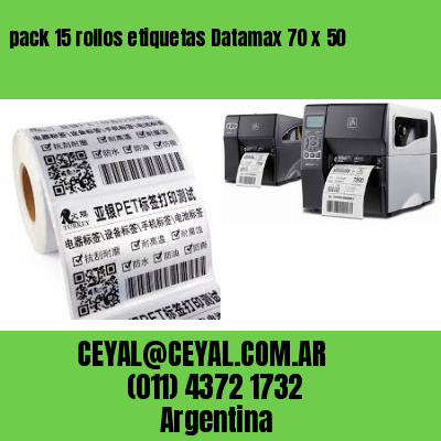 pack 15 rollos etiquetas Datamax 70 x 50