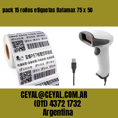 pack 15 rollos etiquetas Datamax 75 x 50