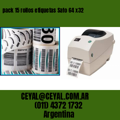 pack 15 rollos etiquetas Sato 64 x32