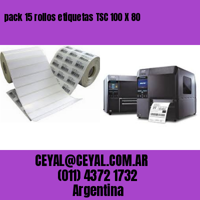 pack 15 rollos etiquetas TSC 100 X 80