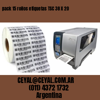 pack 15 rollos etiquetas TSC 38 X 20