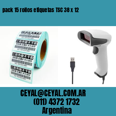 pack 15 rollos etiquetas TSC 38 x 12