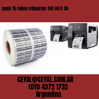 pack 15 rollos etiquetas TSC 40 X 30