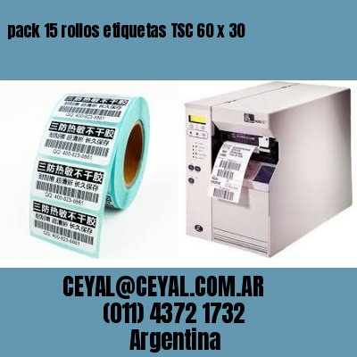 pack 15 rollos etiquetas TSC 60 x 30