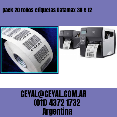 pack 20 rollos etiquetas Datamax 38 x 12