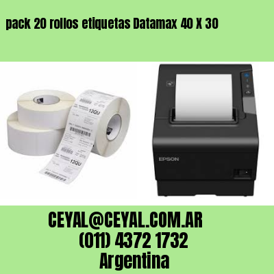 pack 20 rollos etiquetas Datamax 40 X 30