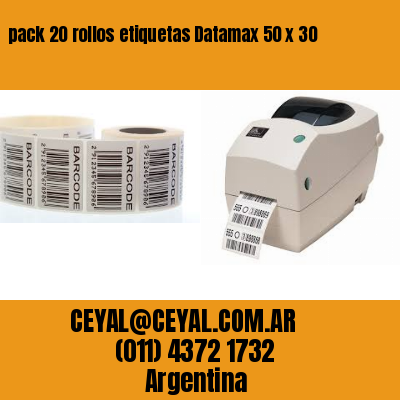 pack 20 rollos etiquetas Datamax 50 x 30