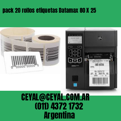 pack 20 rollos etiquetas Datamax 80 X 25