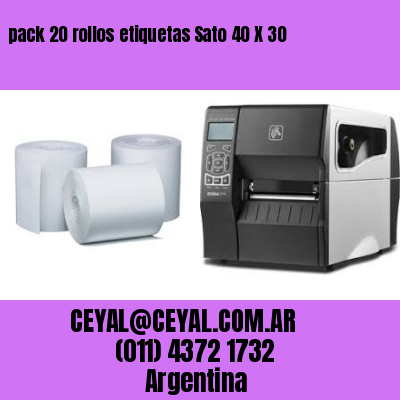 pack 20 rollos etiquetas Sato 40 X 30