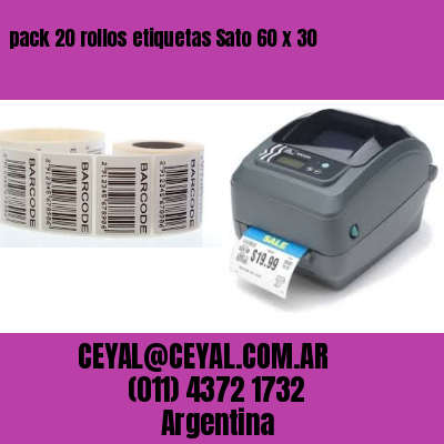 pack 20 rollos etiquetas Sato 60 x 30