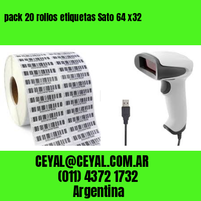 pack 20 rollos etiquetas Sato 64 x32