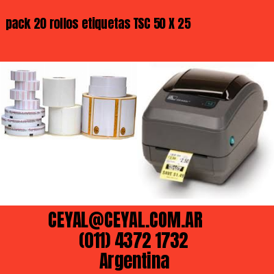 pack 20 rollos etiquetas TSC 50 X 25