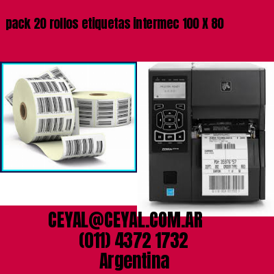 pack 20 rollos etiquetas intermec 100 X 80