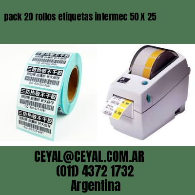 pack 20 rollos etiquetas intermec 50 X 25