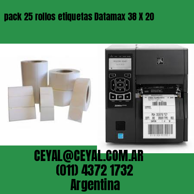 pack 25 rollos etiquetas Datamax 38 X 20