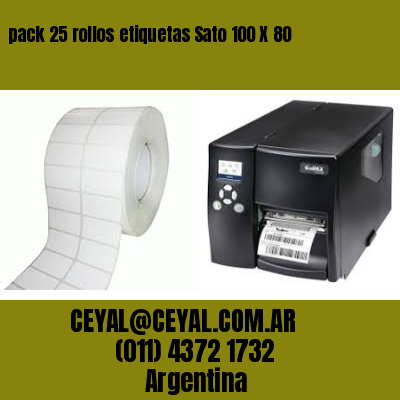 pack 25 rollos etiquetas Sato 100 X 80