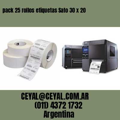 pack 25 rollos etiquetas Sato 30 x 20