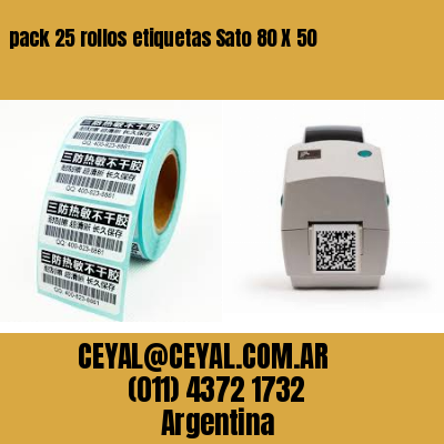 pack 25 rollos etiquetas Sato 80 X 50