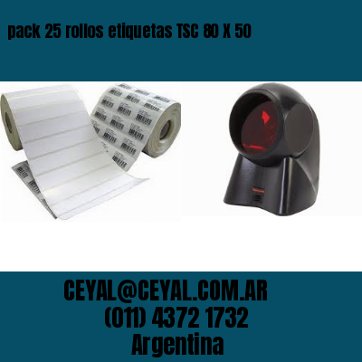 pack 25 rollos etiquetas TSC 80 X 50