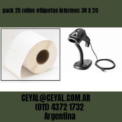 pack 25 rollos etiquetas intermec 38 X 20