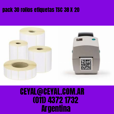 pack 30 rollos etiquetas TSC 38 X 20