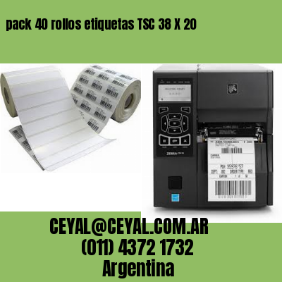 pack 40 rollos etiquetas TSC 38 X 20