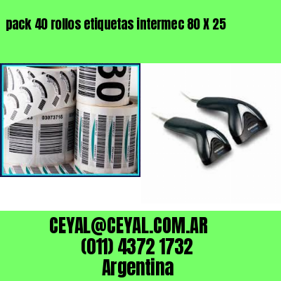 pack 40 rollos etiquetas intermec 80 X 25