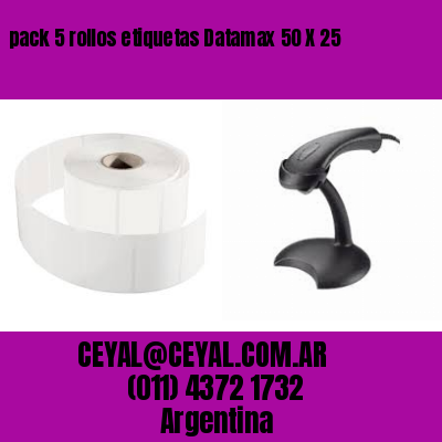 pack 5 rollos etiquetas Datamax 50 X 25