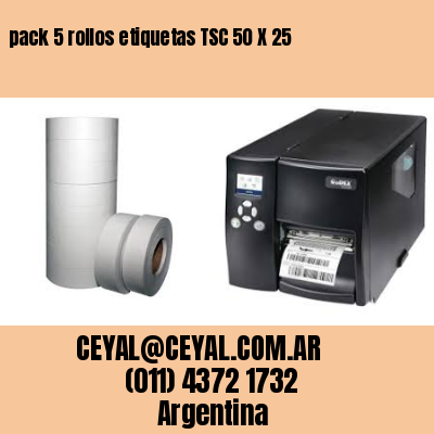 pack 5 rollos etiquetas TSC 50 X 25