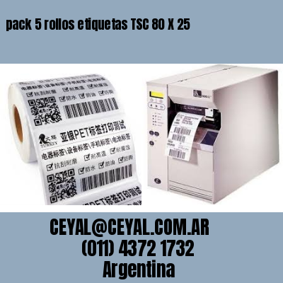 pack 5 rollos etiquetas TSC 80 X 25