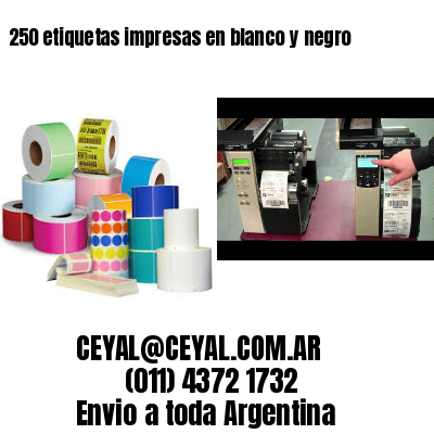 250 etiquetas impresas en blanco y negro