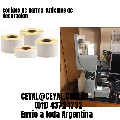 codigos de barras 	Articulos de decoracion